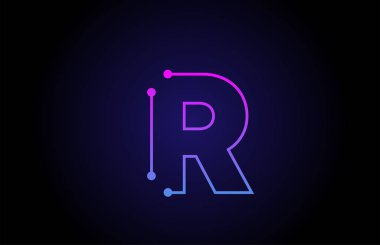 Pembe mavi renklerde alfabe harflogo simgesi tasarım R 