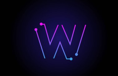 Pembe mavi renklerde alfabe harflogo simgesi tasarım W 