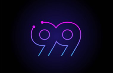 Pembe mavi renklerde Numara 99 logo simgesi tasarımı 