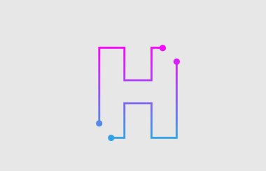 pembe ve mavi renklerile alfabe harfi H logo tasarımı 