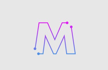 pembe ve mavi renklerile alfabe harfi M logo tasarımı 
