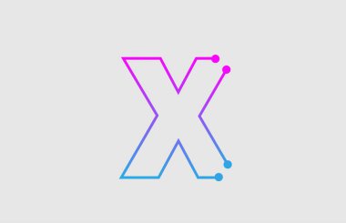 pembe ve mavi renklerile alfabe harfi X logo tasarımı 