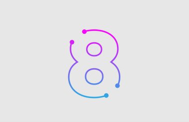 pembe ve mavi renklerile sayı 8 logo tasarımı 