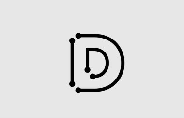 Çizgi ve nokta ile D harfi alfabe si