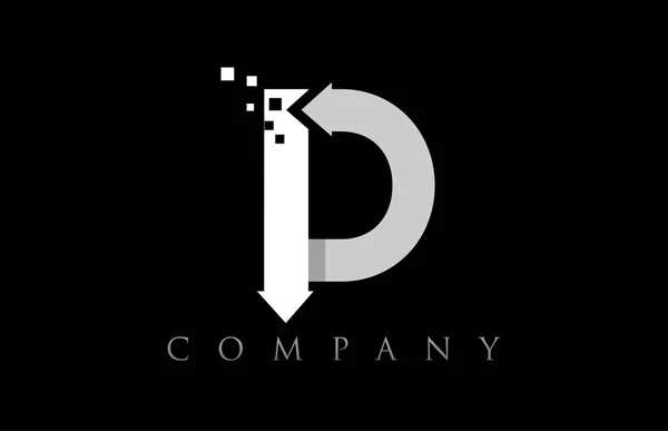 D white black alphabet huruf logo perusahaan desain ikon - Stok Vektor