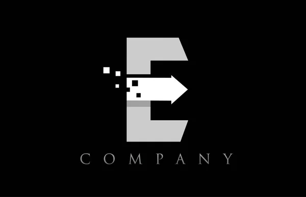 E branco alfabeto preto letra logotipo empresa ícone design — Vetor de Stock