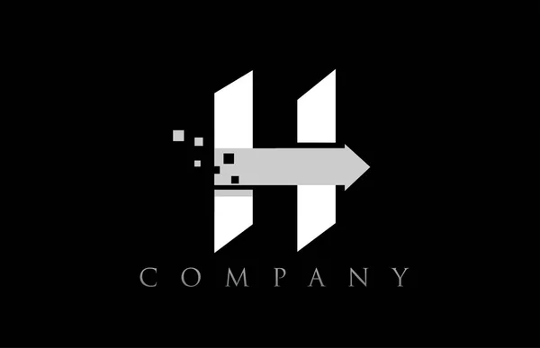 H blanc lettre alphabet noir logo entreprise icône design — Image vectorielle