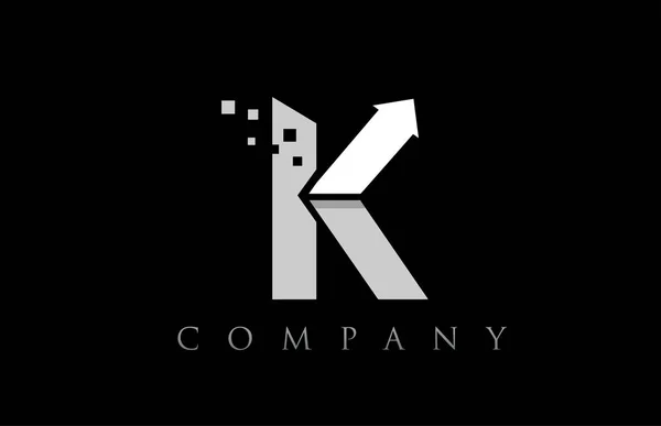 K blanc lettre alphabet noir logo entreprise icône design — Image vectorielle