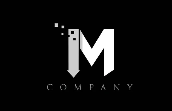 M beyaz siyah alfabe harf logo şirket simgesi tasarımı — Stok Vektör