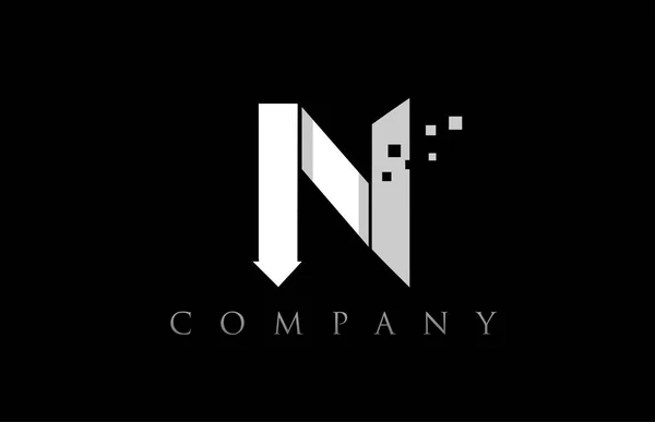 N blanc lettre alphabet noir logo entreprise icône design — Image vectorielle