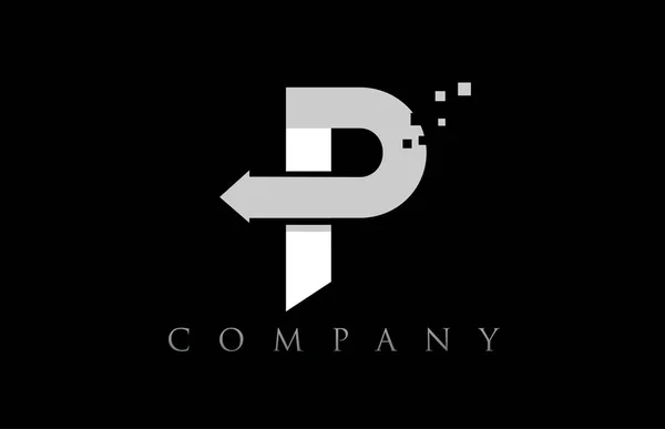P blanc lettre alphabet noir logo entreprise icône design — Image vectorielle