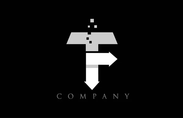 T blanc lettre alphabet noir logo entreprise icône design — Image vectorielle