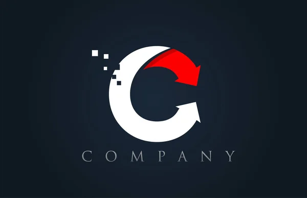 C vermelho branco azul alfabeto letra logotipo empresa ícone design — Vetor de Stock