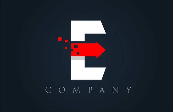 E rot weiß blau alphabet buchstabe logo firma icon design — Stockvektor