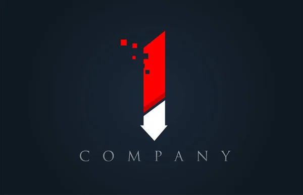 Ik rood wit blauw alfabet letter logo bedrijf pictogram ontwerp — Stockvector