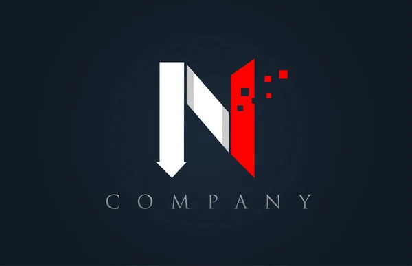 N kırmızı beyaz mavi alfabe harf logo şirket simgesi tasarımı — Stok Vektör