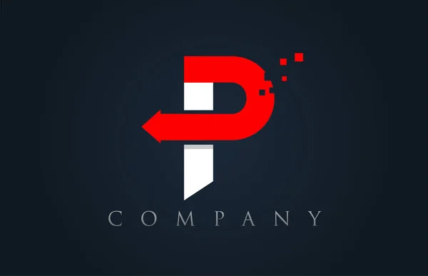 P kırmızı beyaz mavi alfabe harf logo şirket simgesi tasarımı — Stok Vektör