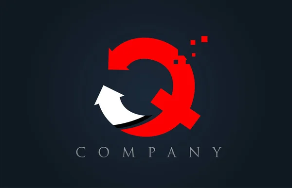 Q rood wit blauw alfabet letter logo bedrijf pictogram ontwerp — Stockvector