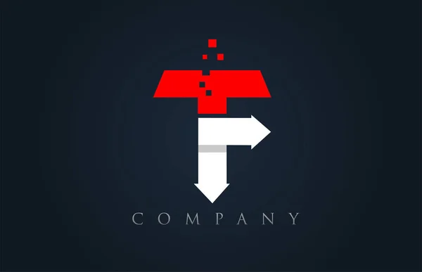 T красный белый синий алфавит буква логотип компании иконка дизайн — стоковый вектор