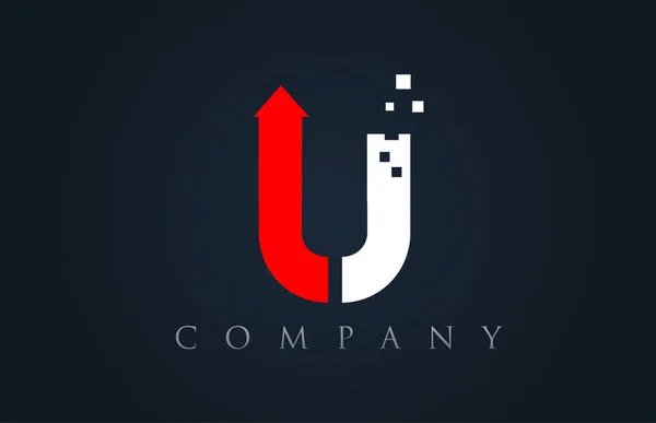 U 红白色蓝色字母字母徽标公司图标设计 — 图库矢量图片
