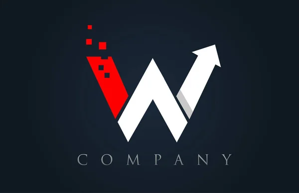 W vermelho branco azul alfabeto letra logotipo empresa ícone design — Vetor de Stock