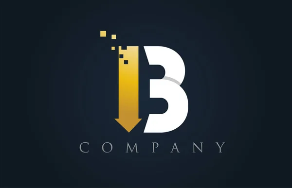 B blanco amarillo oro azul alfabeto letra logo empresa icono desig — Vector de stock