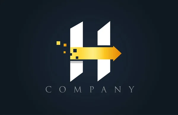H branco amarelo ouro azul alfabeto letra logotipo empresa ícone desig — Vetor de Stock