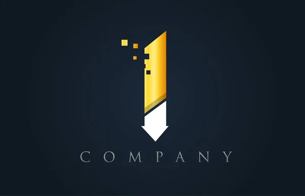 I blanc jaune or bleu lettre alphabet logo entreprise icône désir — Image vectorielle