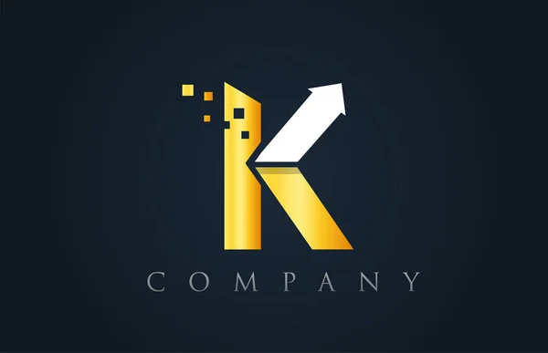 K blanc jaune or bleu lettre alphabet logo entreprise icône désir — Image vectorielle