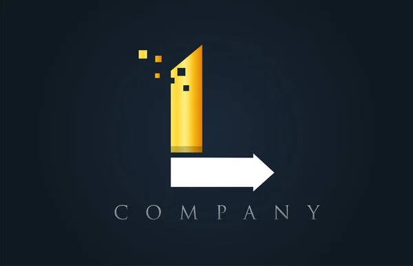 L blanc jaune or bleu lettre alphabet logo entreprise icône désir — Image vectorielle
