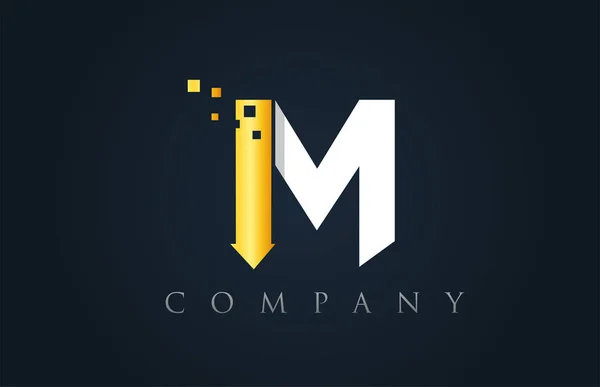 M white yellow gold blue alphabet letter logo company icon desig — Stock Vector