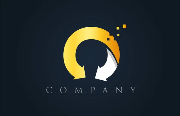 O beyaz sarı altın mavi alfabe harf logo şirket simgesi desig — Stok Vektör