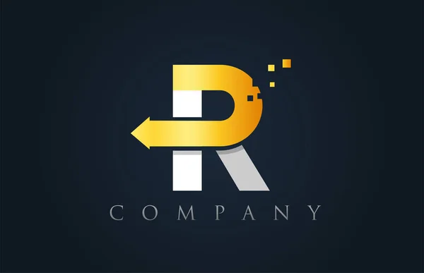 R white yellow gold blue alphabet letter logo company icon desig — Stock Vector