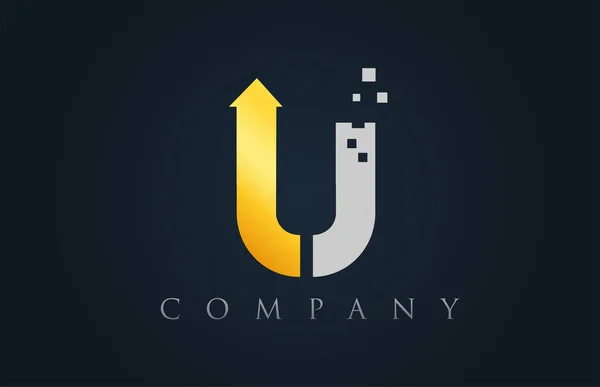 U blanc jaune or bleu lettre alphabet logo entreprise icône désir — Image vectorielle