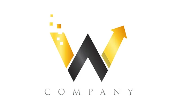 W nero giallo oro blu alfabeto lettera logo azienda icona desig — Vettoriale Stock