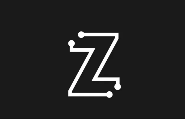 アルファベット文字Z黒と白のロゴデザインと線と点 — ストックベクタ