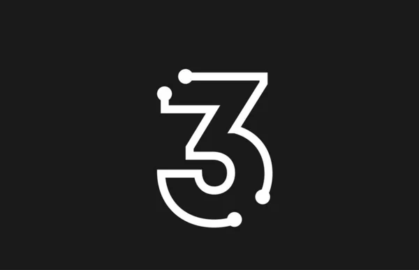 3 номера черно-белый дизайн логотипа с линией и точками — стоковый вектор