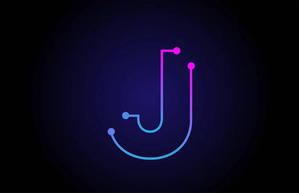 Alfabeto letra logotipo ícone design J em cores azuis rosa — Vetor de Stock