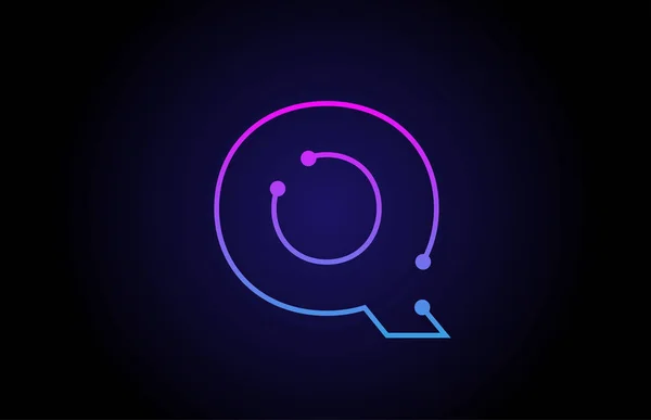 Αλφάβητο γράμμα λογότυπο εικονίδιο σχέδιο Q σε ροζ μπλε χρώματα — Διανυσματικό Αρχείο