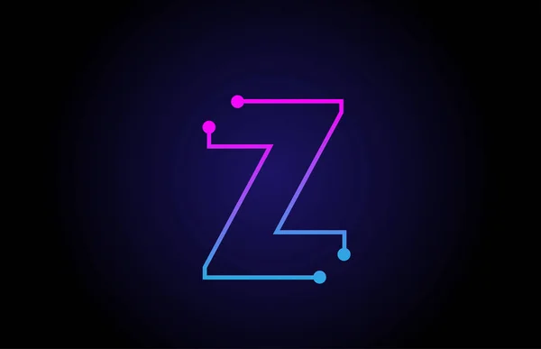 Alfabeto letra logotipo icono diseño Z en color rosa azul — Vector de stock