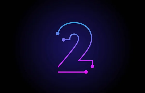 ピンクブルーのナンバー2ロゴアイコンデザイン — ストックベクタ