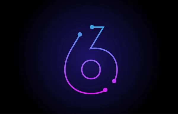 Номер 6 иконка логотипа в розовых синих цветах — стоковый вектор