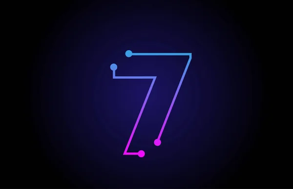 Nummer 7 logo icon ontwerp in roze blauwe kleuren — Stockvector