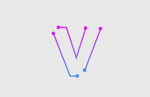 Αλφάβητο γράμμα V σχέδιο λογότυπου με χρώματα ροζ και μπλε — Διανυσματικό Αρχείο