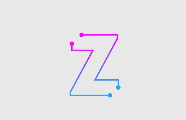 Alfabeto lettera Z logo design con colori rosa e blu — Vettoriale Stock