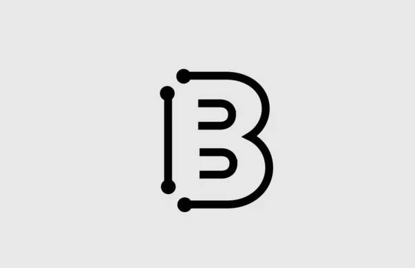 B lettre alphabet logo design avec ligne et points — Image vectorielle