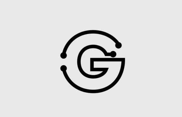 線とドットを持つG文字アルファベットのロゴデザイン — ストックベクタ