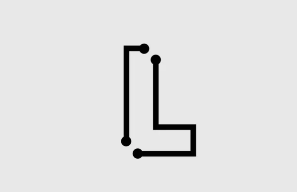 L γράμμα αλφάβητο λογότυπο σχέδιο με γραμμή και τελείες — Διανυσματικό Αρχείο
