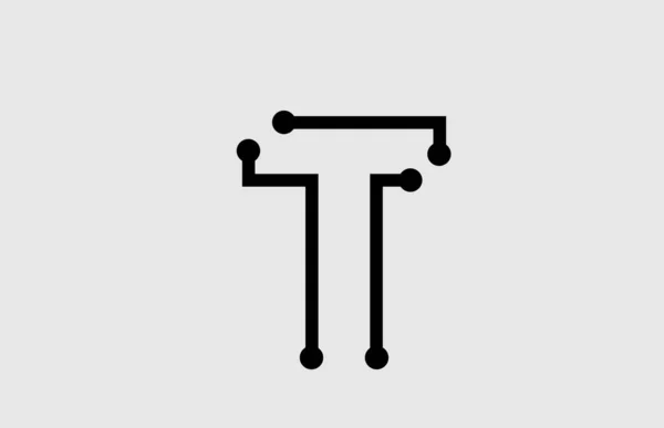 T γράμμα αλφάβητο λογότυπο σχέδιο με γραμμή και τελείες — Διανυσματικό Αρχείο