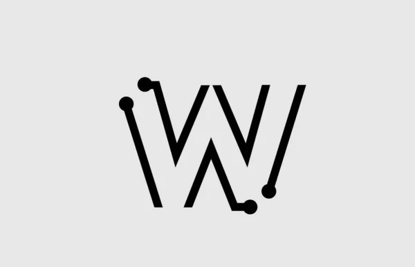 W Letter alfabetet Logotypdesign med linje och prickar — Stock vektor